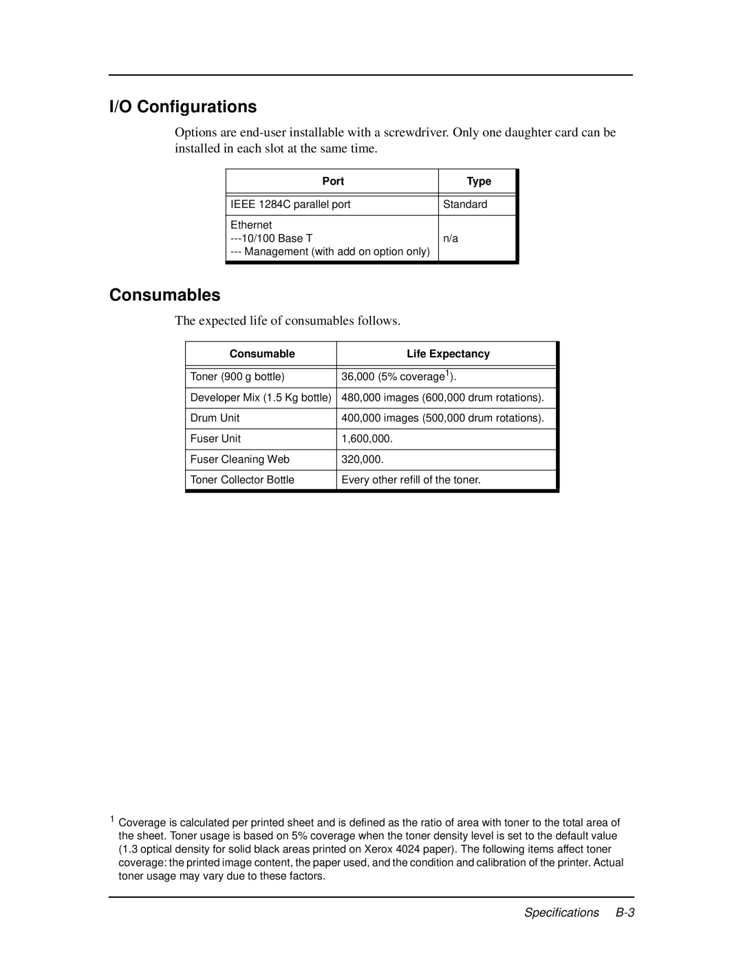 Ricoh DDP 92, DDP 70e manual Consumables, Port Type 