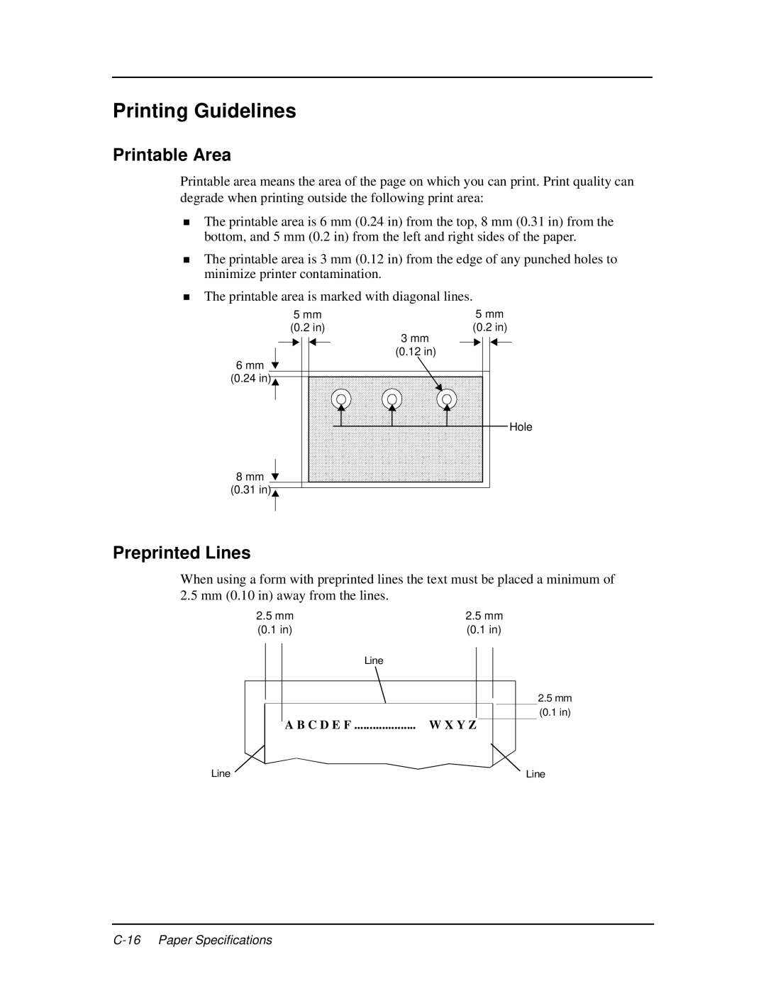 Ricoh DDP 92, DDP 70e manual Printing Guidelines, Printable Area, Preprinted Lines 