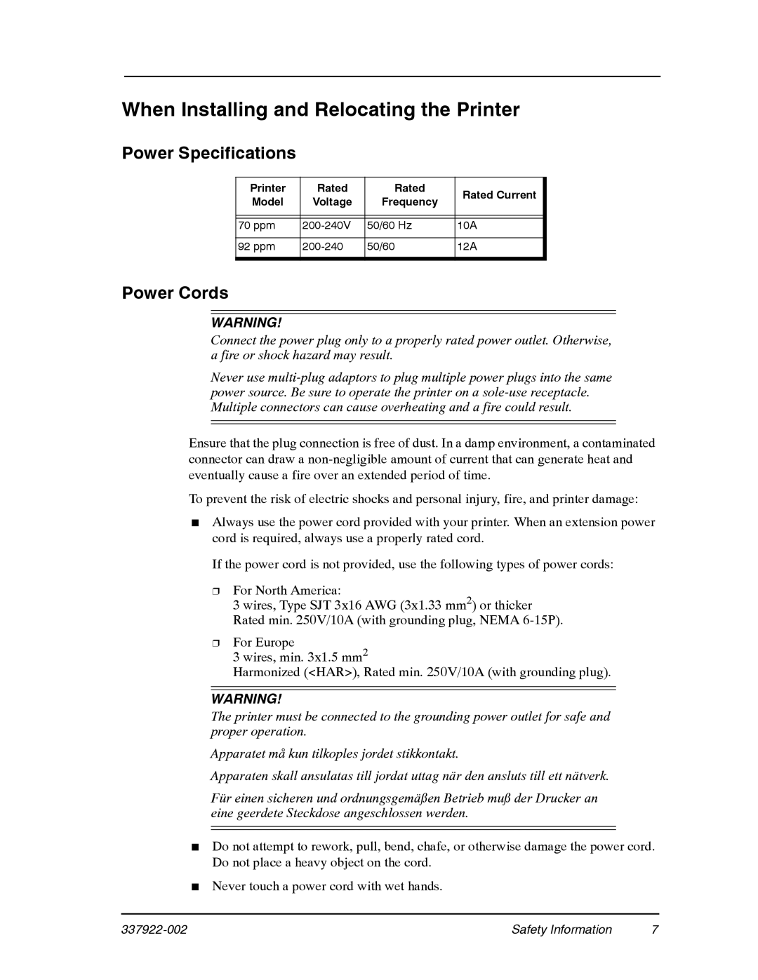 Ricoh DDP 92, DDP 70e manual When Installing and Relocating the Printer 