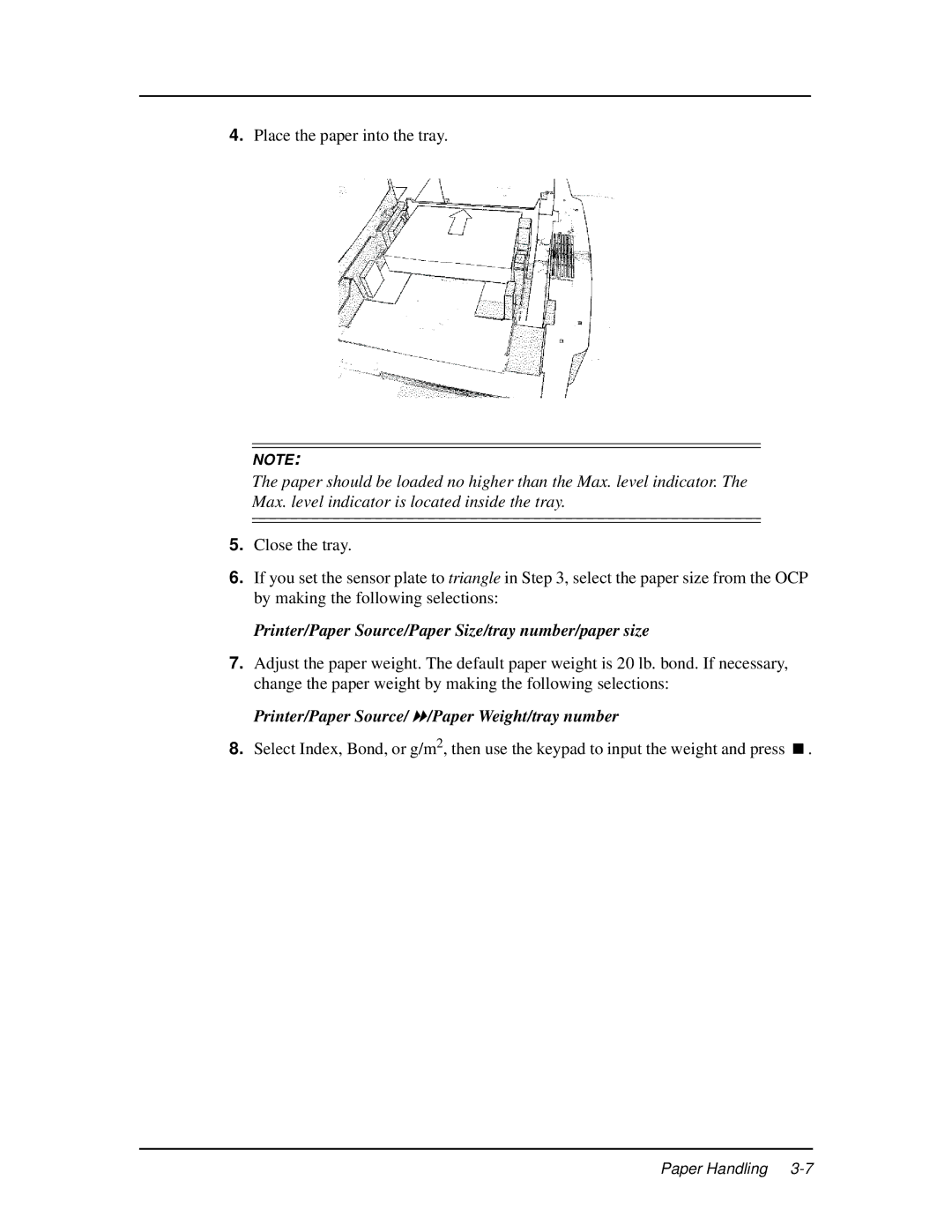 Ricoh DDP 92, DDP 70e manual Printer/Paper Source/Paper Size/tray number/paper size 