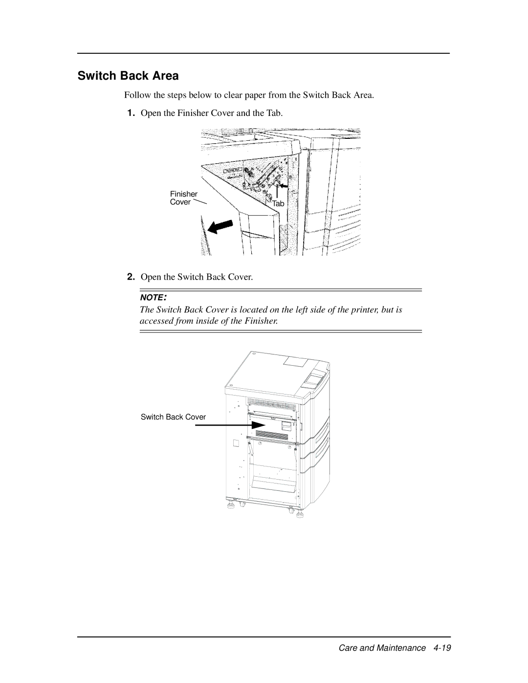 Ricoh DDP 92, DDP 70e manual Switch Back Area 