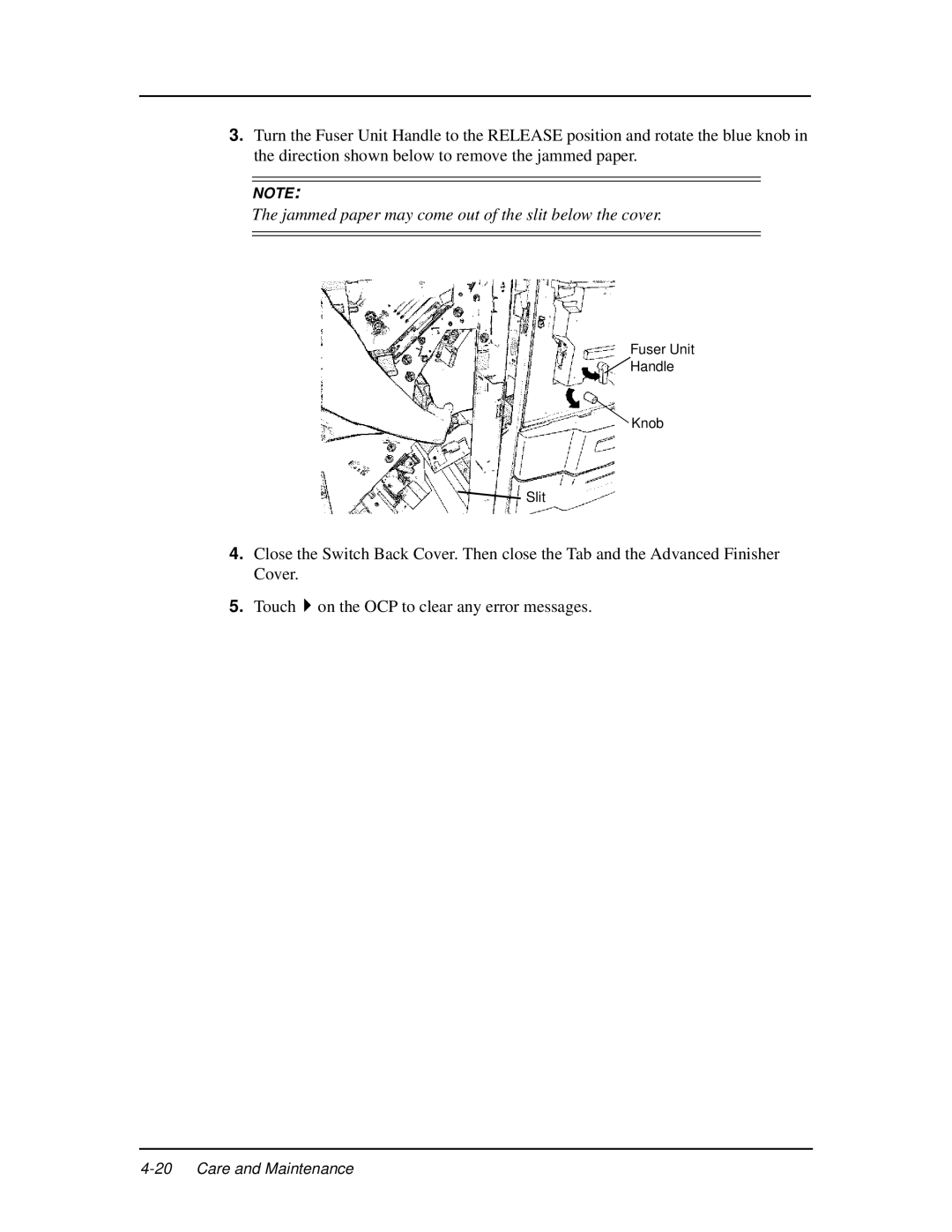 Ricoh DDP 92, DDP 70e manual Jammed paper may come out of the slit below the cover 