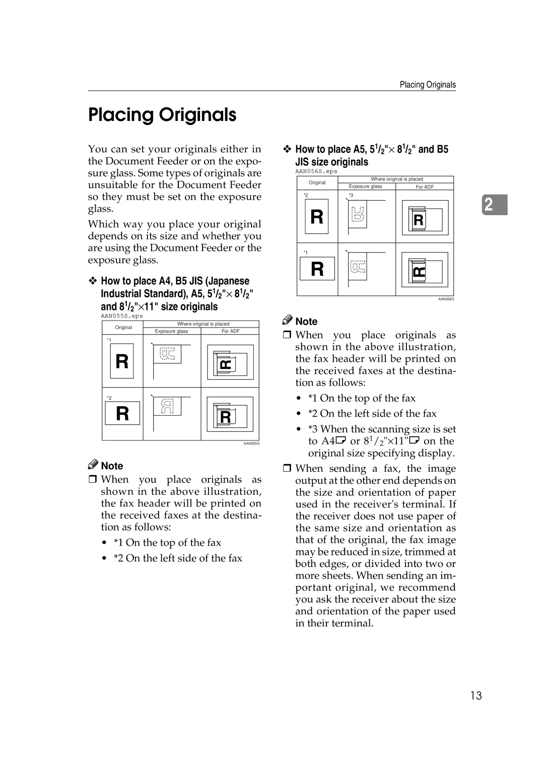 Ricoh Facsimile Reference Basic manual Placing Originals, 81/2 