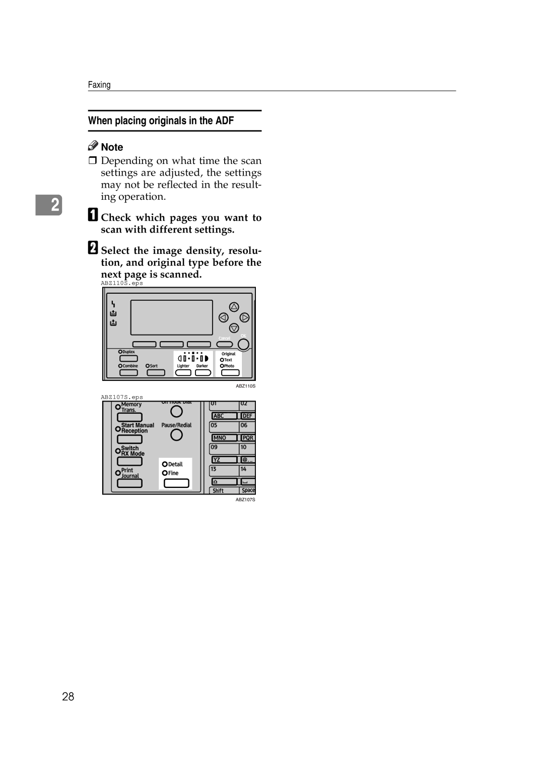 Ricoh Facsimile Reference Basic manual When placing originals in the ADF 