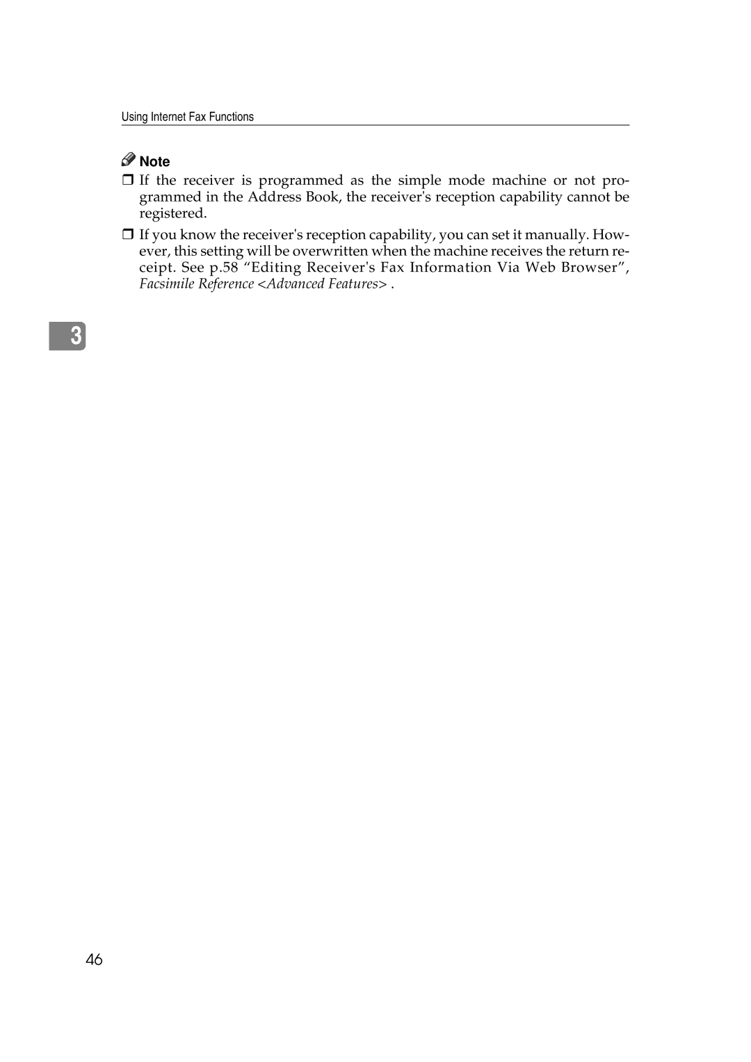 Ricoh Facsimile Reference Basic manual Using Internet Fax Functions 