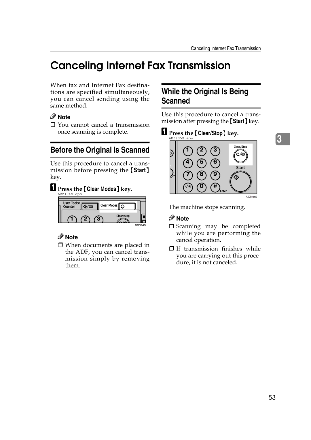 Ricoh Facsimile Reference Basic manual Canceling Internet Fax Transmission, Press the Clear Modeskey 