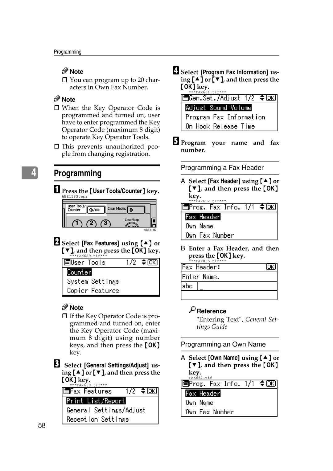 Ricoh Facsimile Reference Basic manual Programming, Press the User Tools/Counterkey 