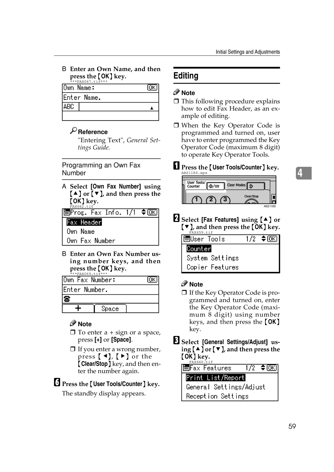 Ricoh Facsimile Reference Basic Editing, Enter an Own Name, and then press the OKkey, Press the User Tools/Counter key 