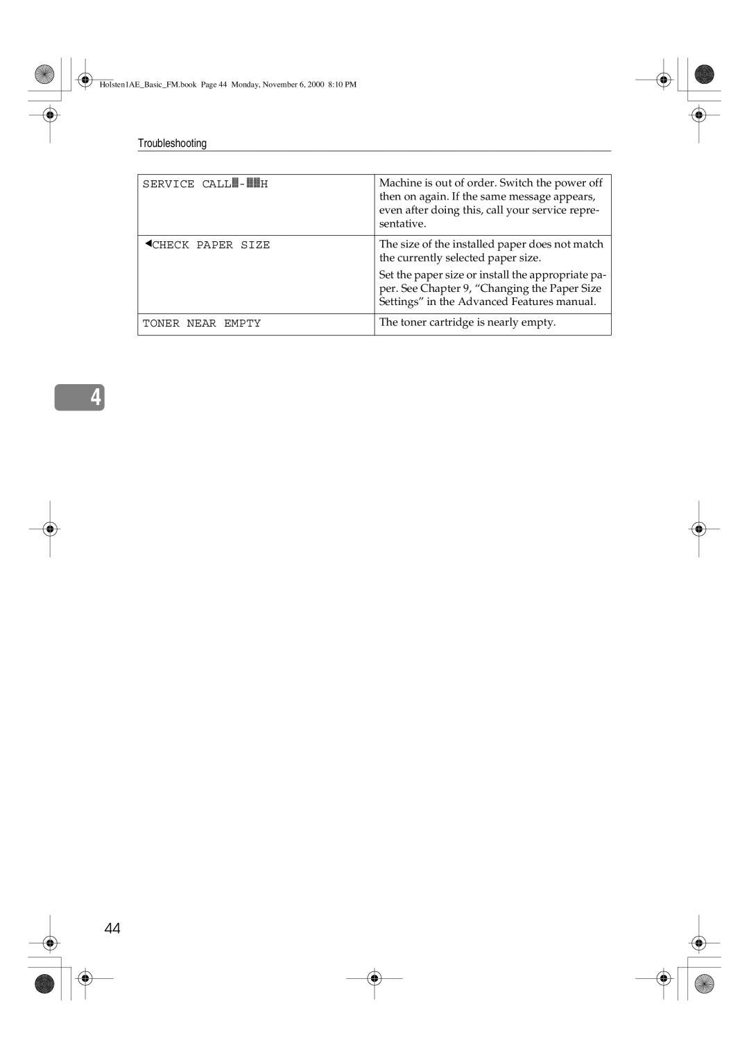 Ricoh FAX1400L manual Wcheck Paper Size 