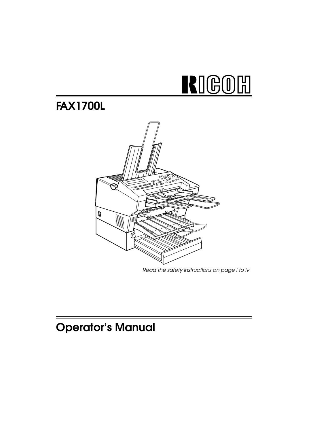 Ricoh FAX1700L manual Ricoh 