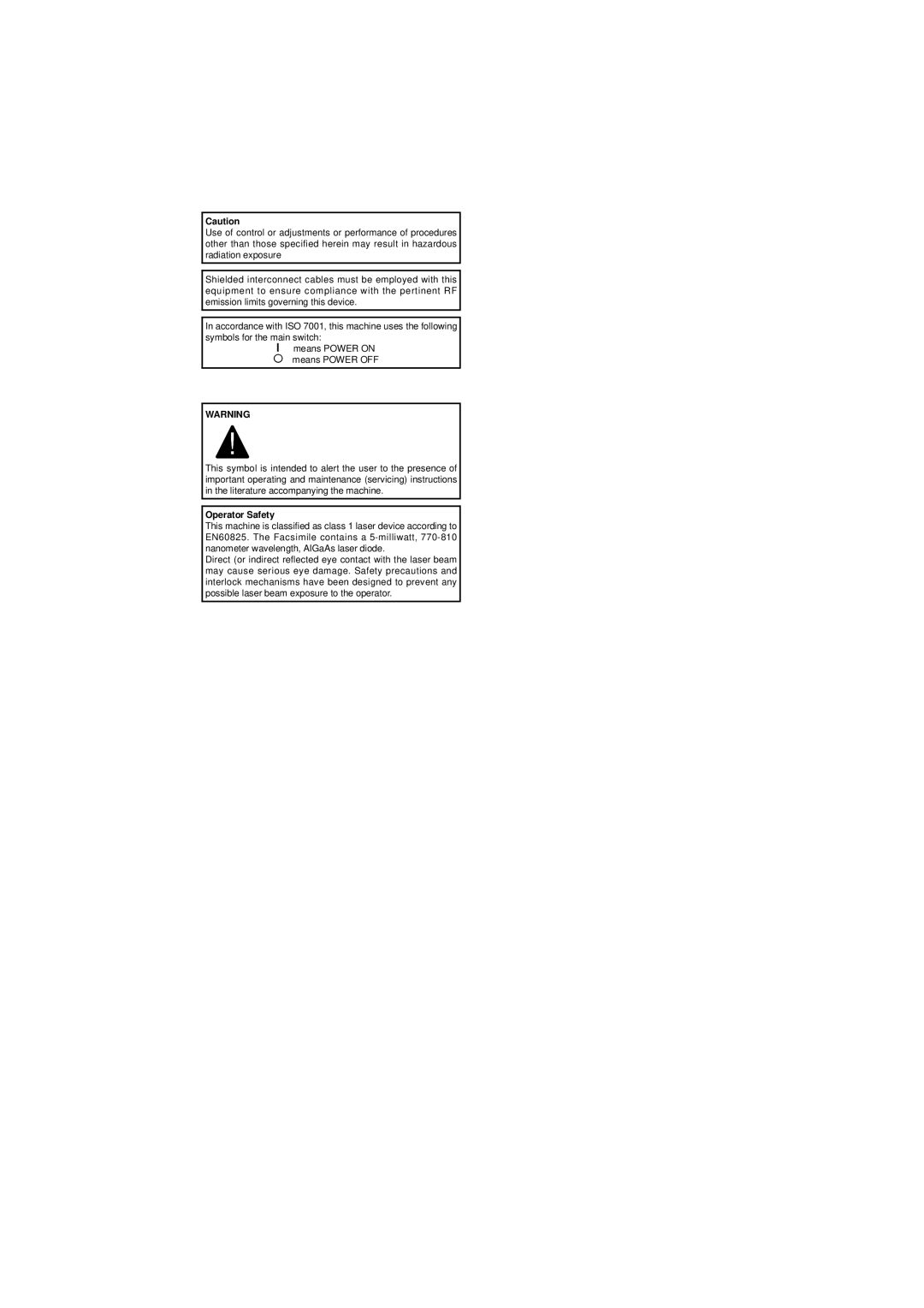 Ricoh FAX1700L manual Operator Safety 