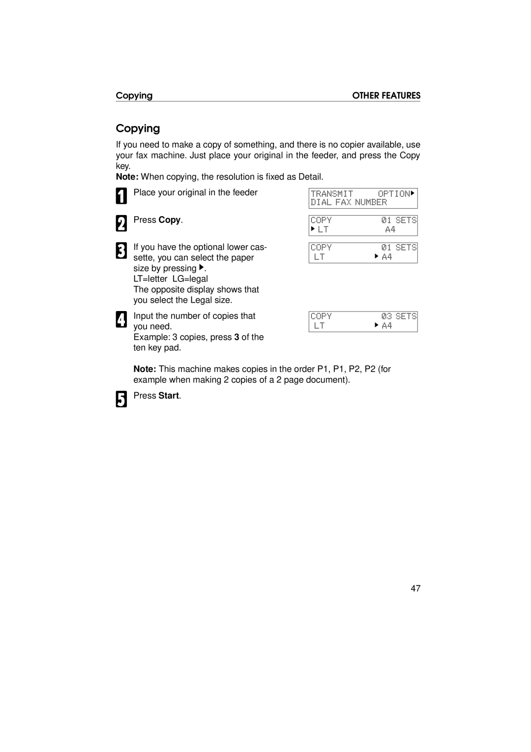 Ricoh FAX1700L manual Copylt, Copying 