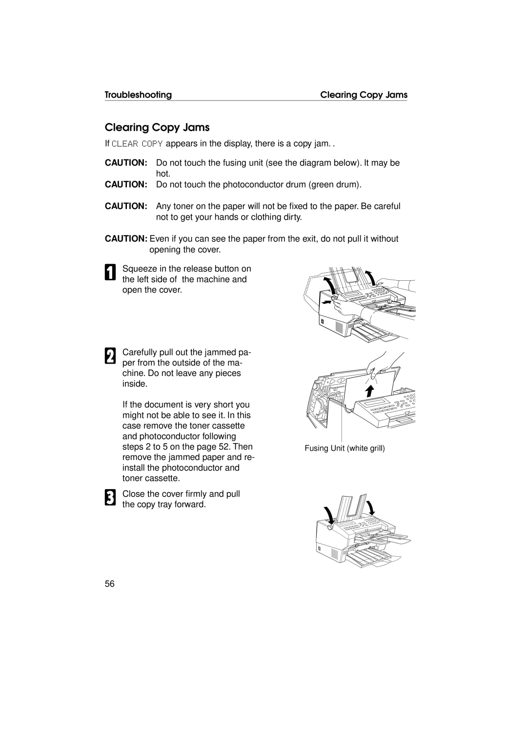 Ricoh FAX1700L manual Clearing Copy Jams 