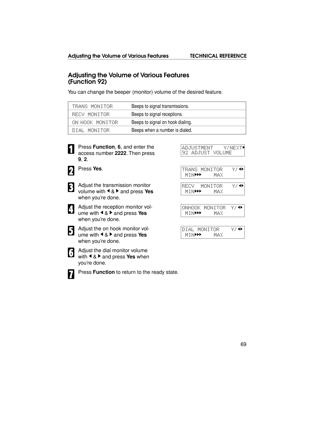 Ricoh FAX1700L manual Tra, Adjusting the Volume of Various Features Function 