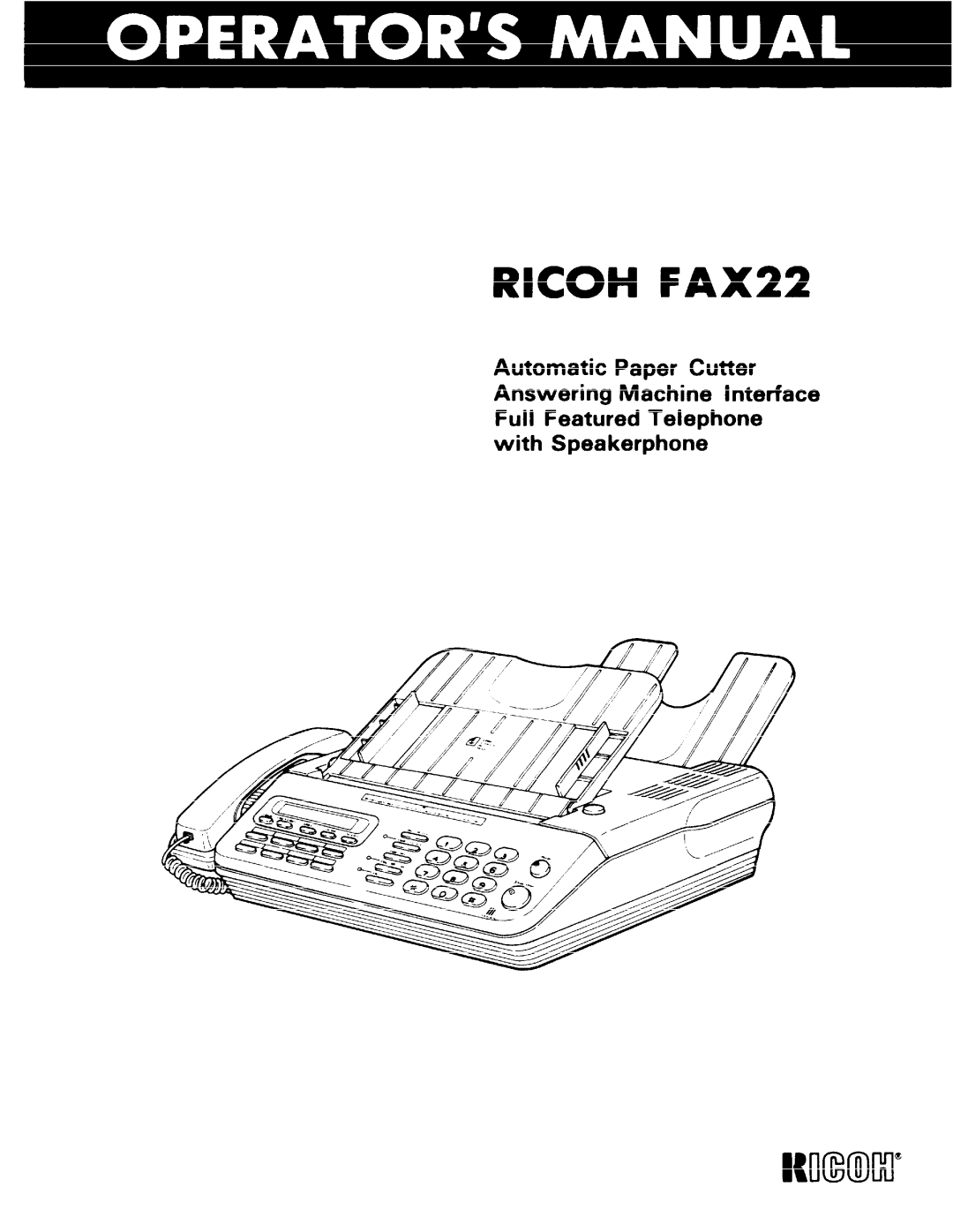 Ricoh Fax22 manual Ricoh FAX22 