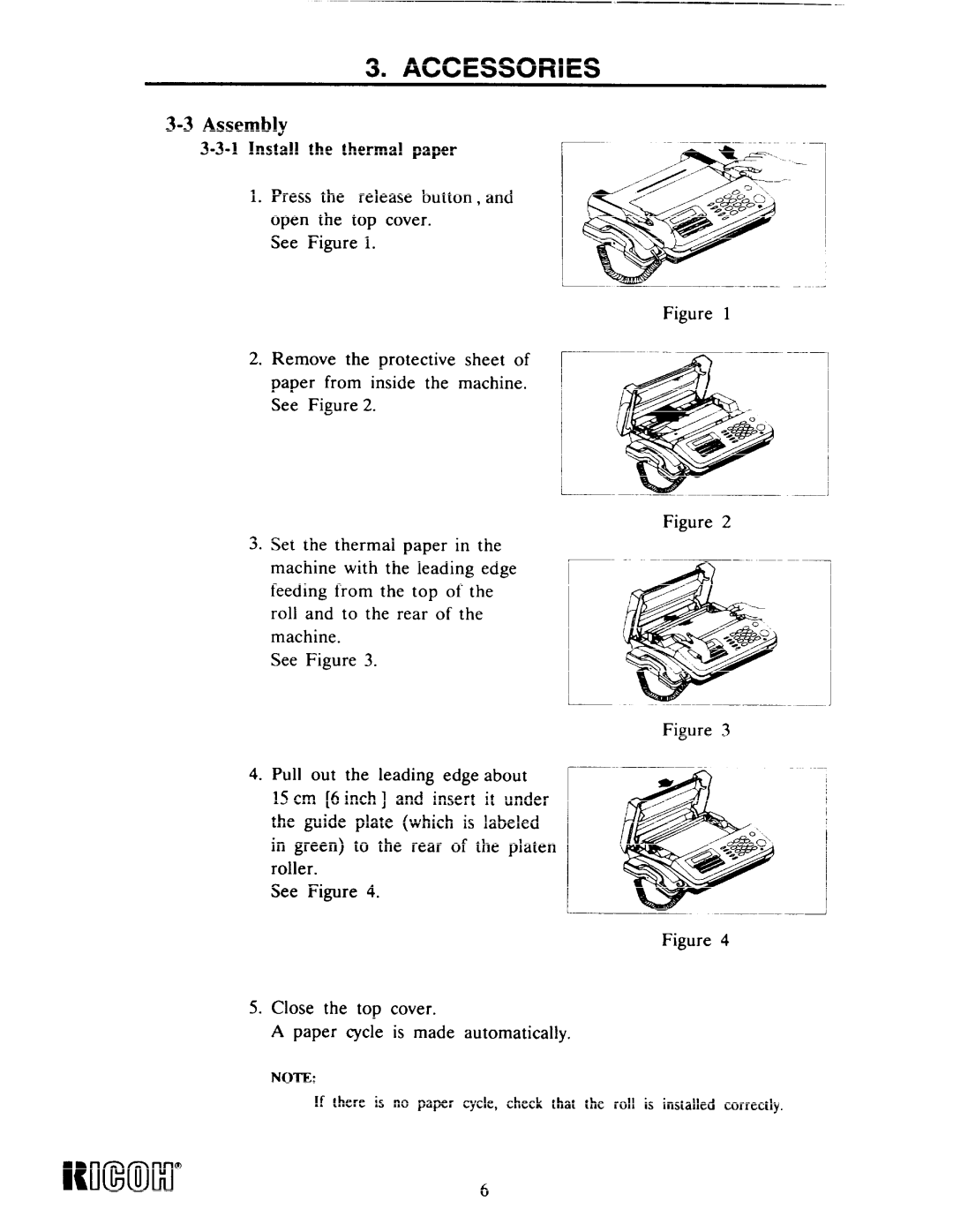 Ricoh Fax22 manual Icmxml, 3Assembly, Install the thermal paper 