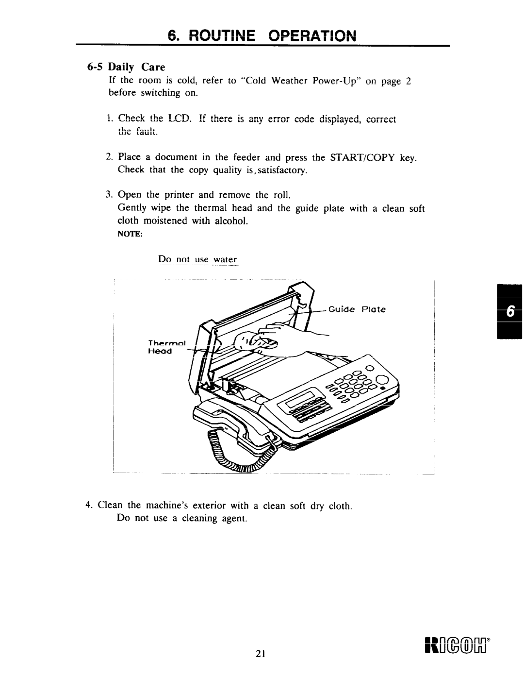 Ricoh Fax22 manual 21Itoumr, Daily Care 