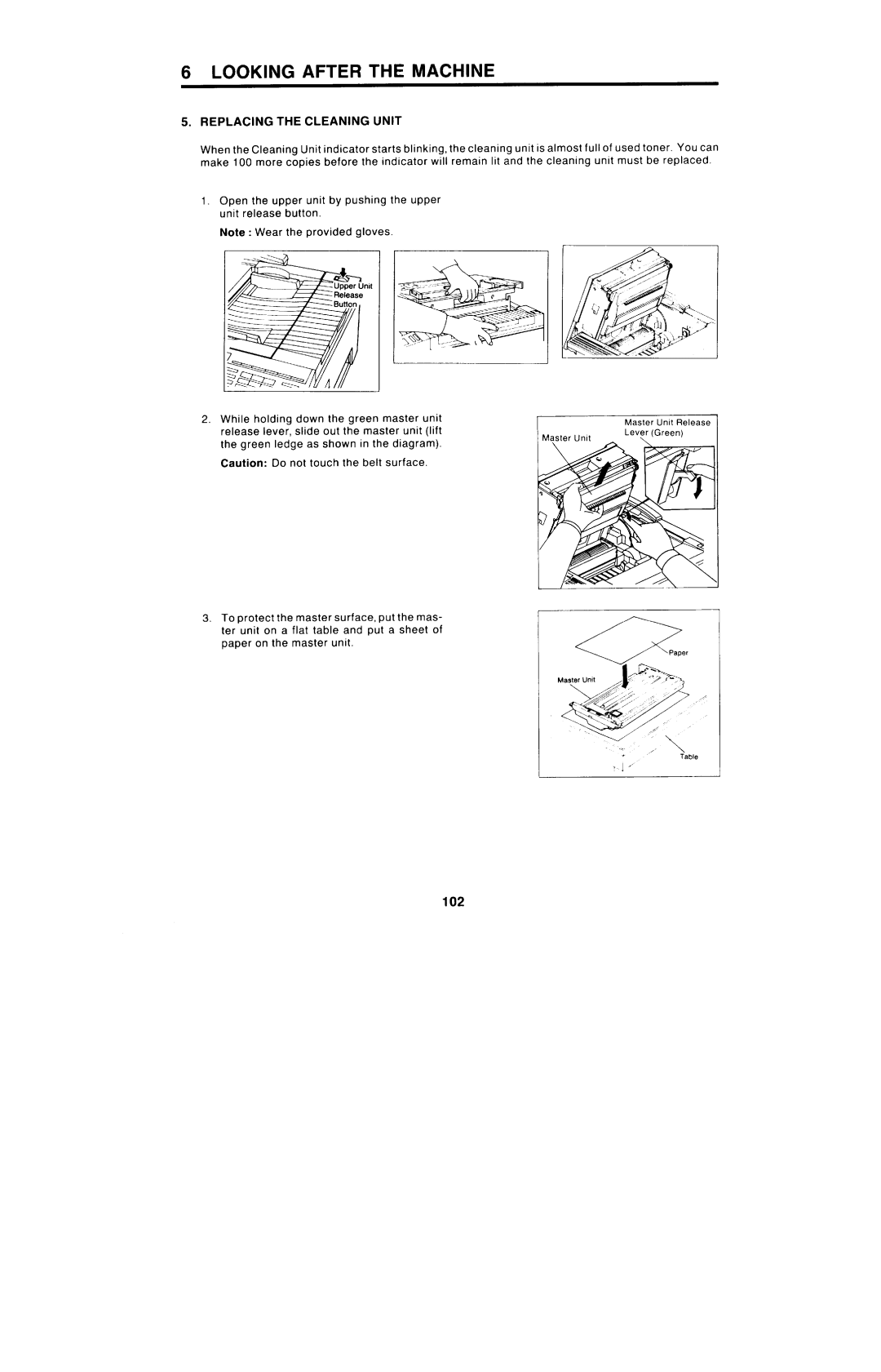 Ricoh FAX4000L manual Replacing the Cleaning Unit 