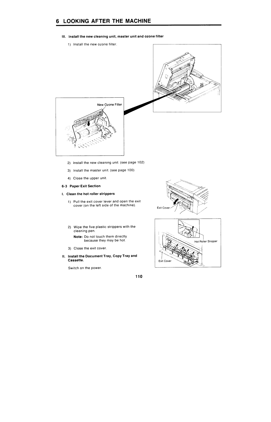 Ricoh FAX4000L manual Il. Install the Document Tray, Copy Tray Cassette 