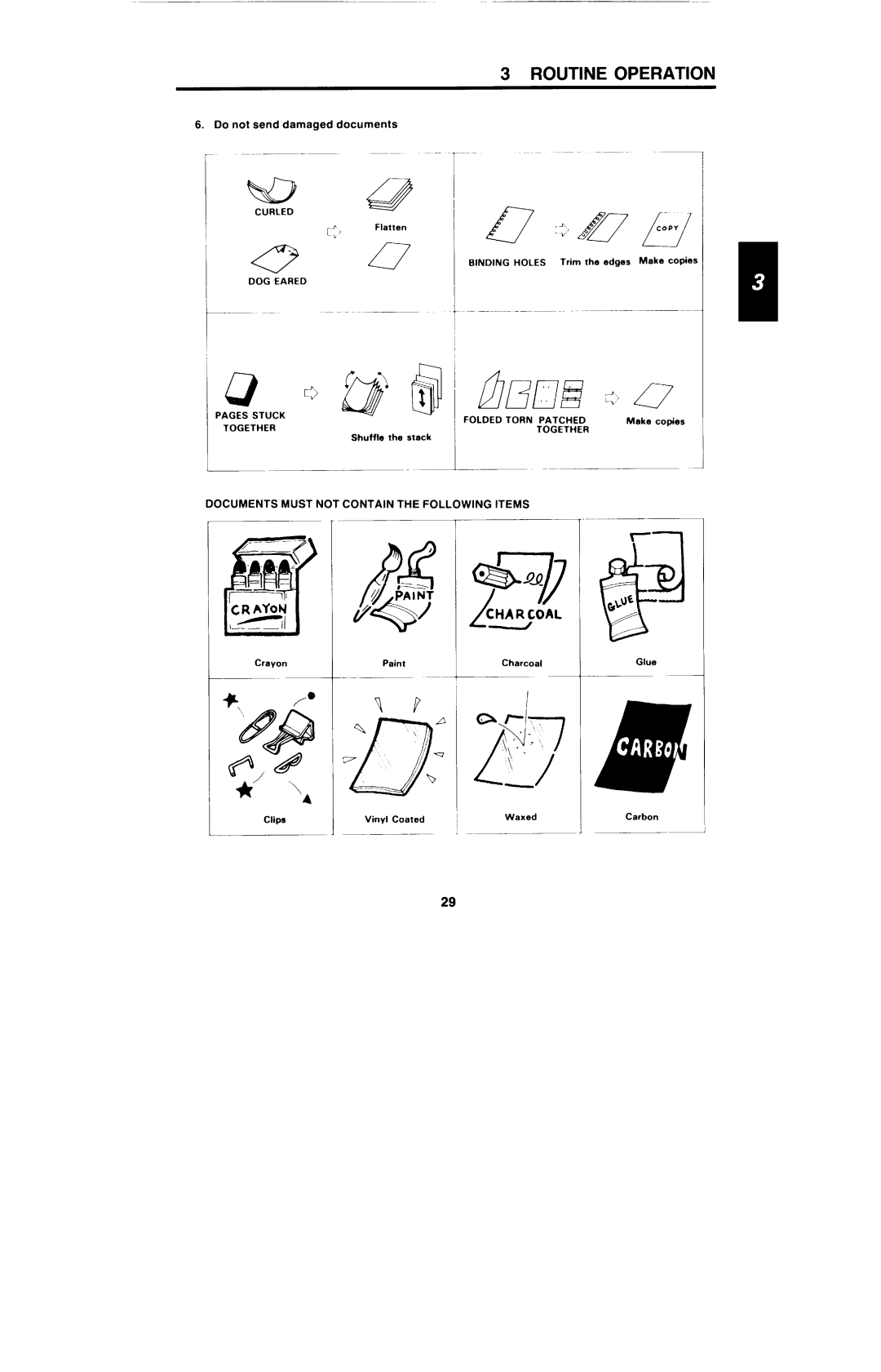 Ricoh FAX4000L manual Copy, Documents Must not Contain the Following Items 