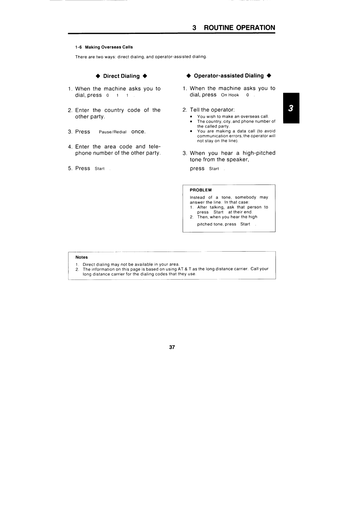 Ricoh FAX4000L manual Direct Dialing, + Operator-assisted Dialing +, Problem 