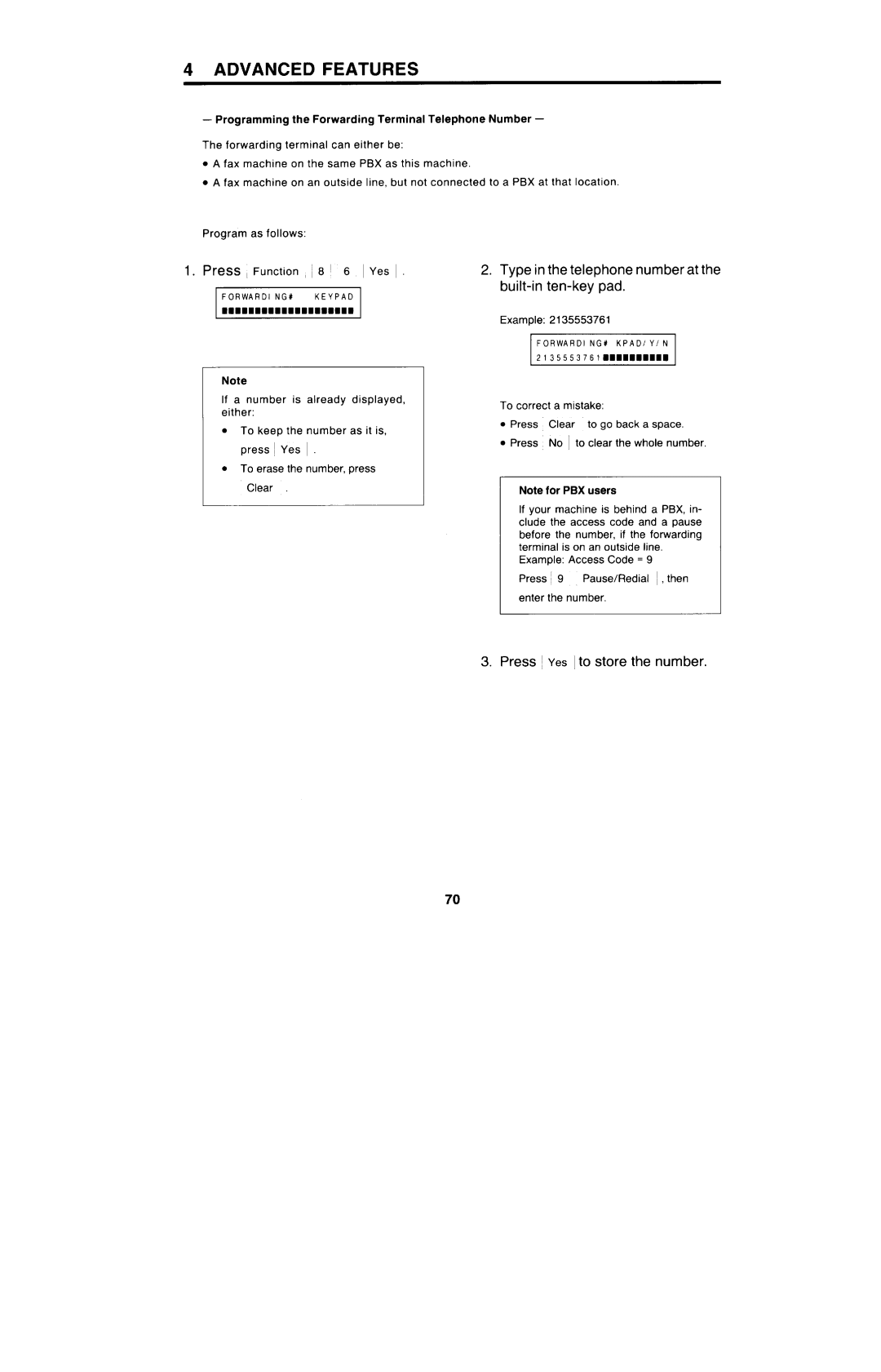 Ricoh FAX4000L manual Type in the telephone Number at Built-in ten-key pad, Press ~Yes I to store the number 