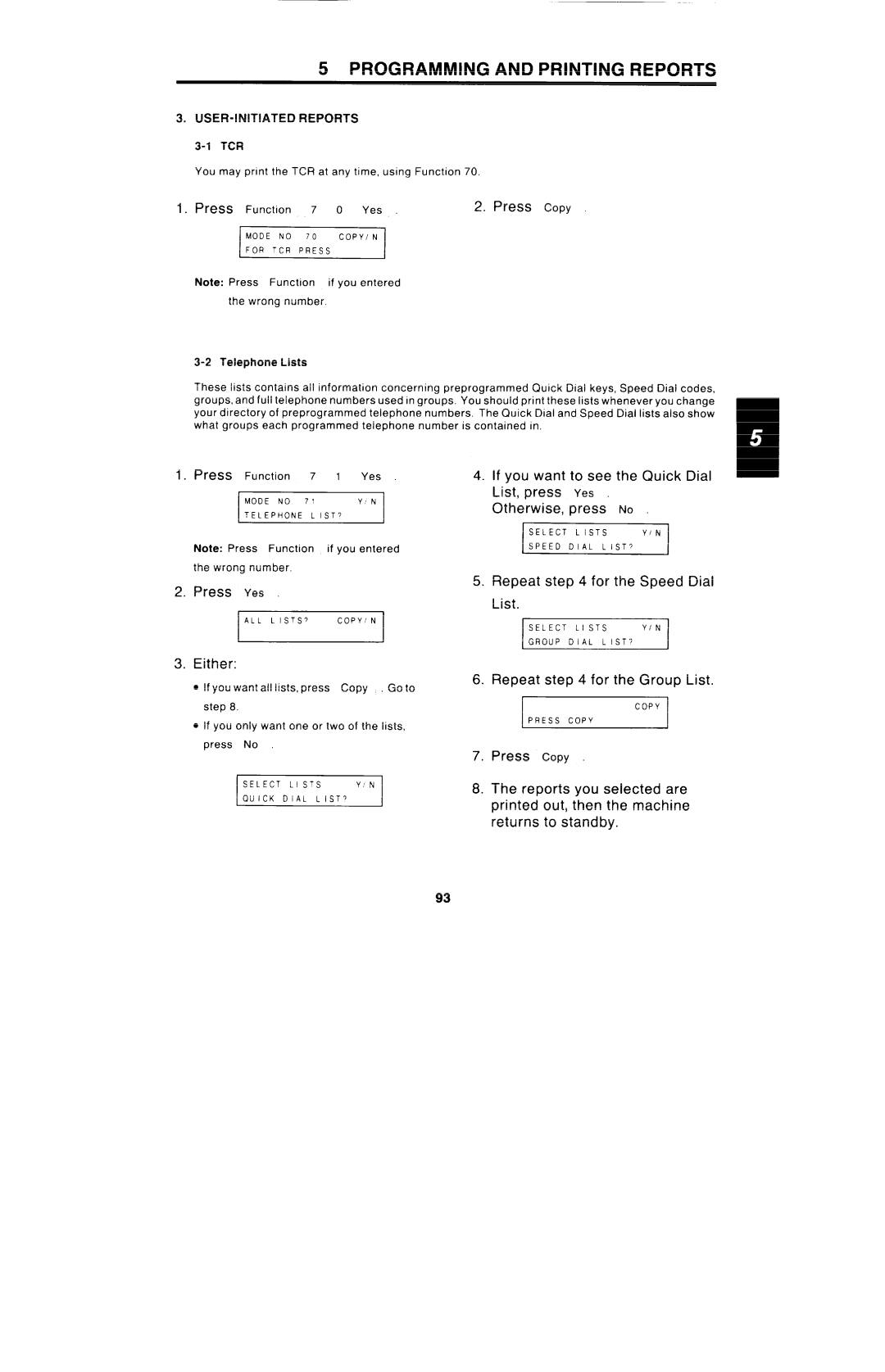 Ricoh FAX4000L manual Reports you selected are printed out, then the machine 