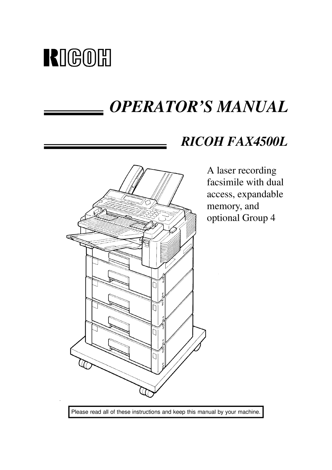 Ricoh FAX4500L manual OPERATOR’S Manual 