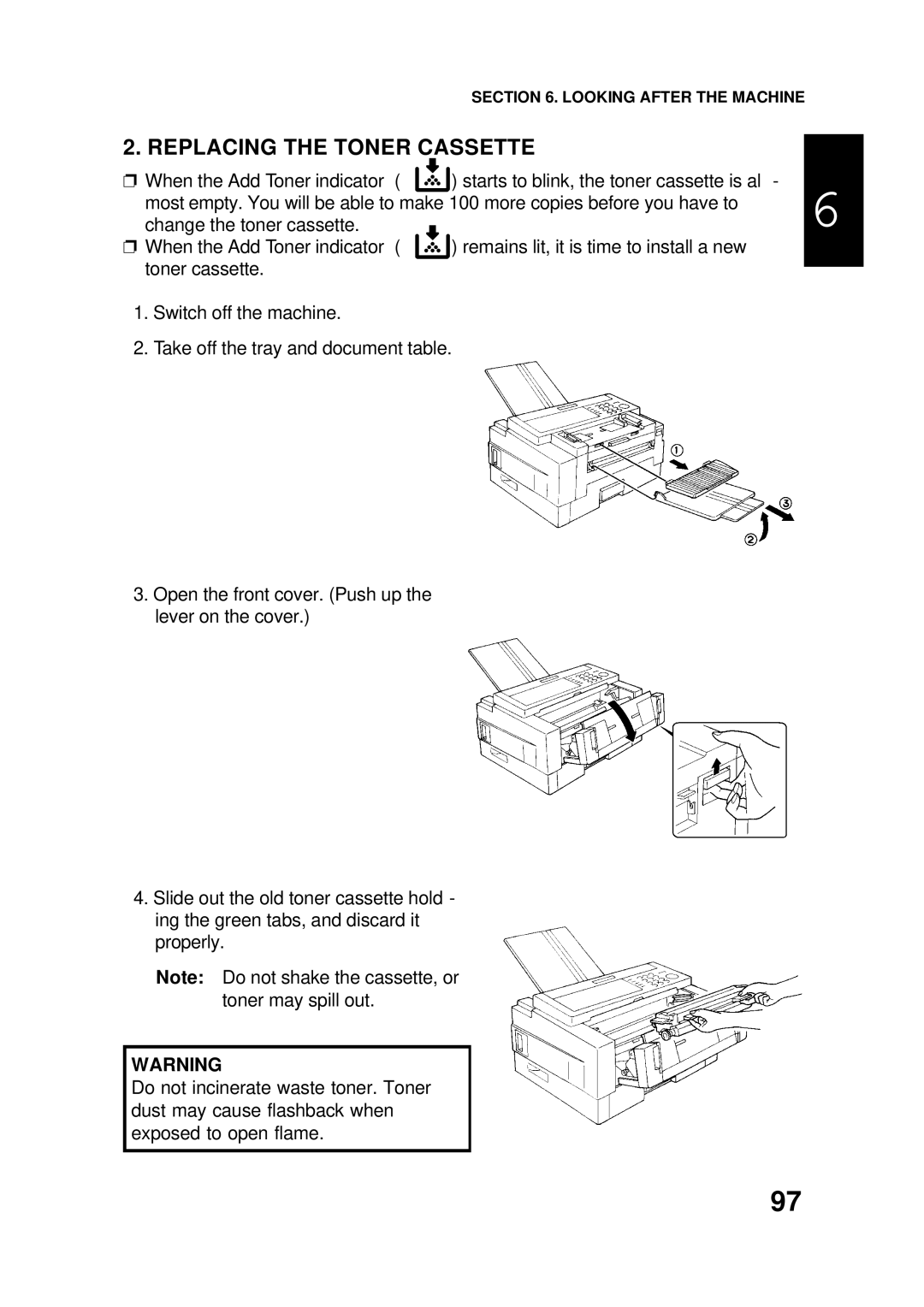 Ricoh FAX4500L manual Replacing the Toner Cassette 