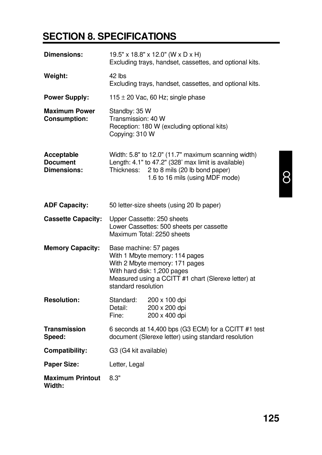 Ricoh FAX4500L manual 125 