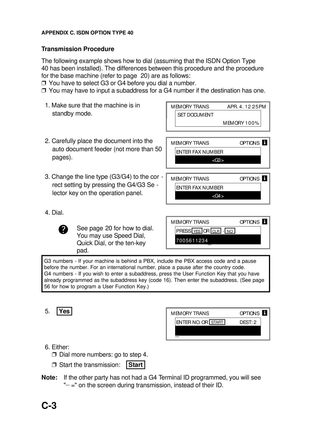 Ricoh FAX4500L manual Transmission Procedure, 7005611234 