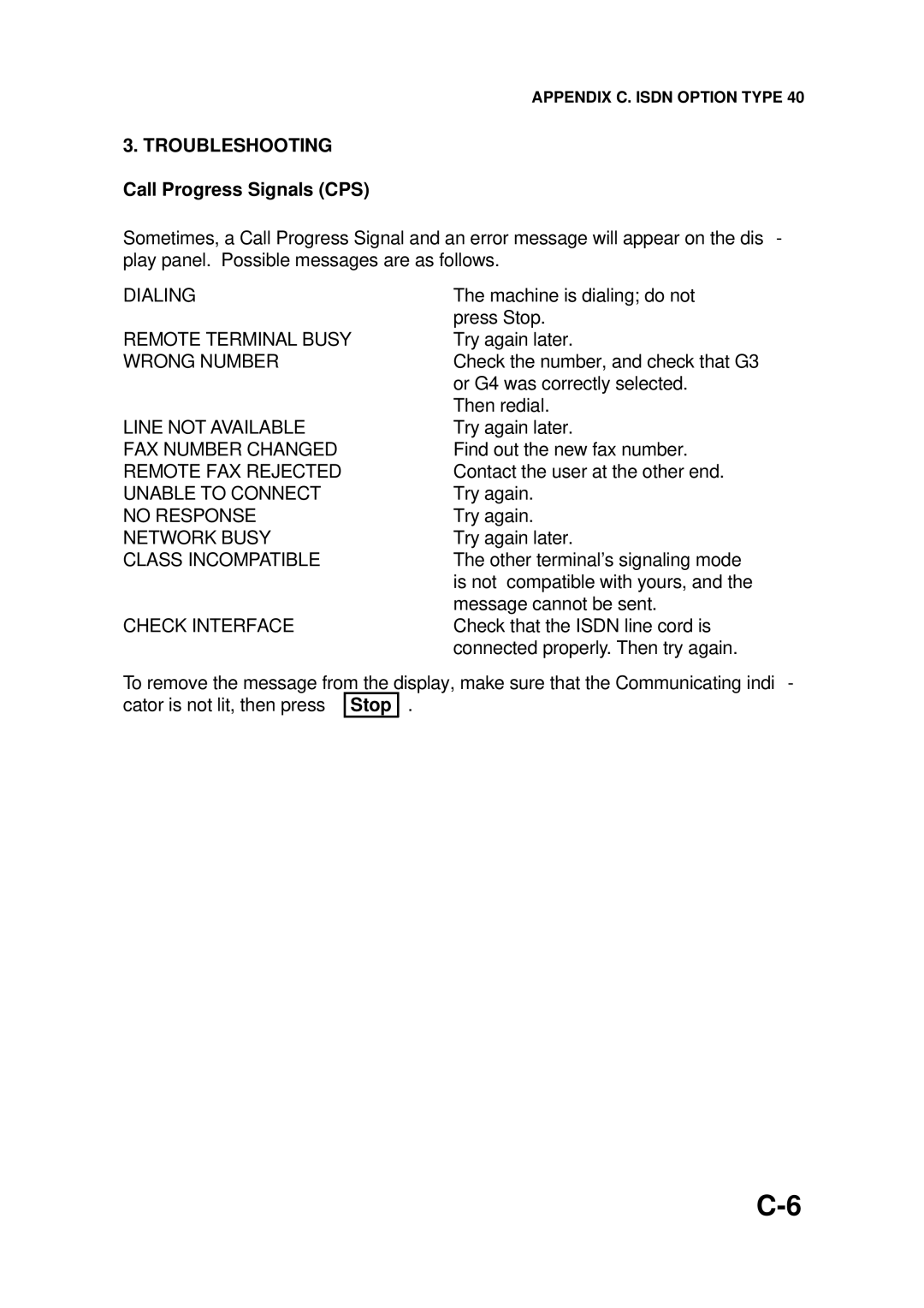 Ricoh FAX4500L manual Troubleshooting Call Progress Signals CPS, Check Interface 