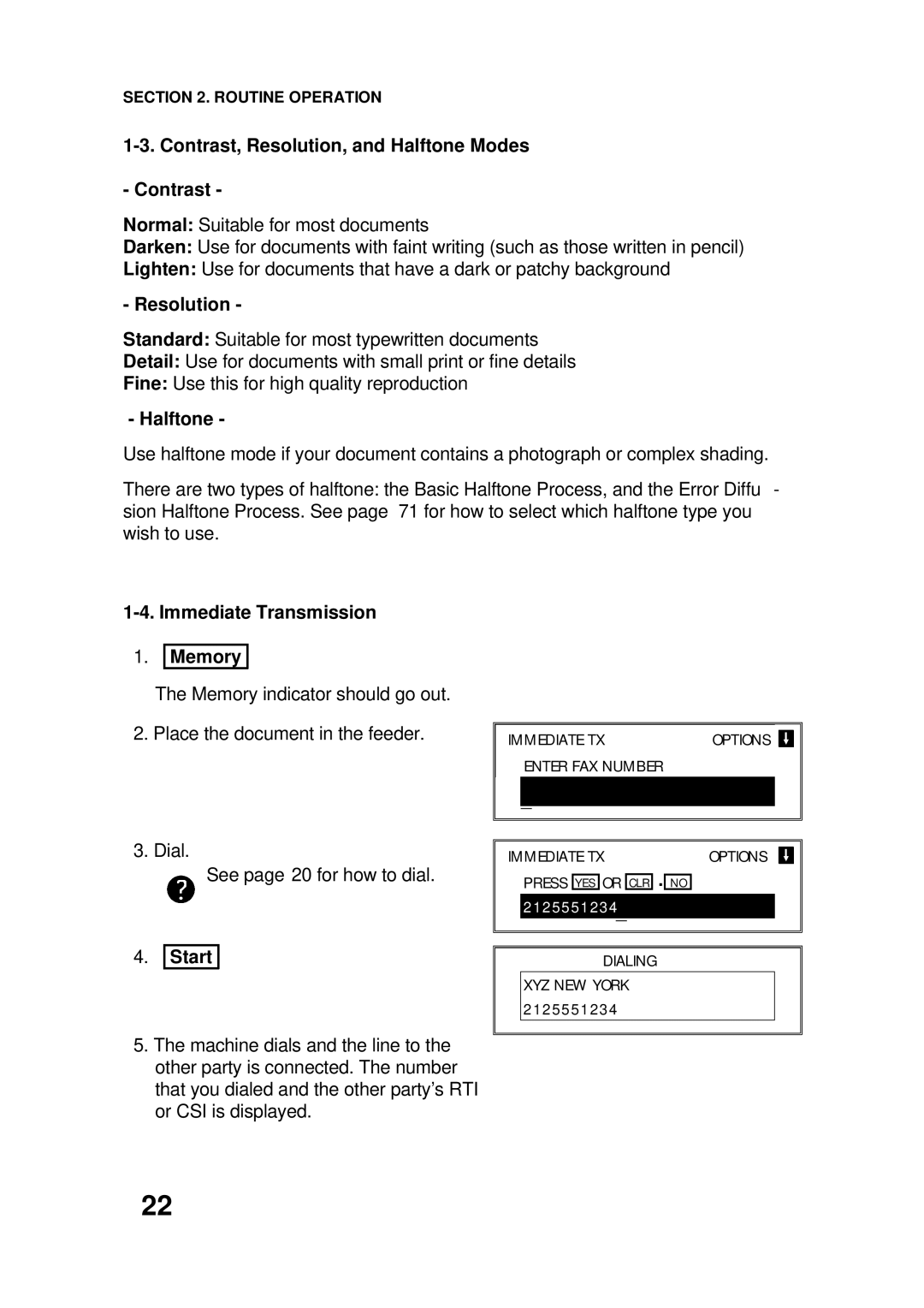 Ricoh FAX4500L manual Halftone, Immediate Transmission Memory 