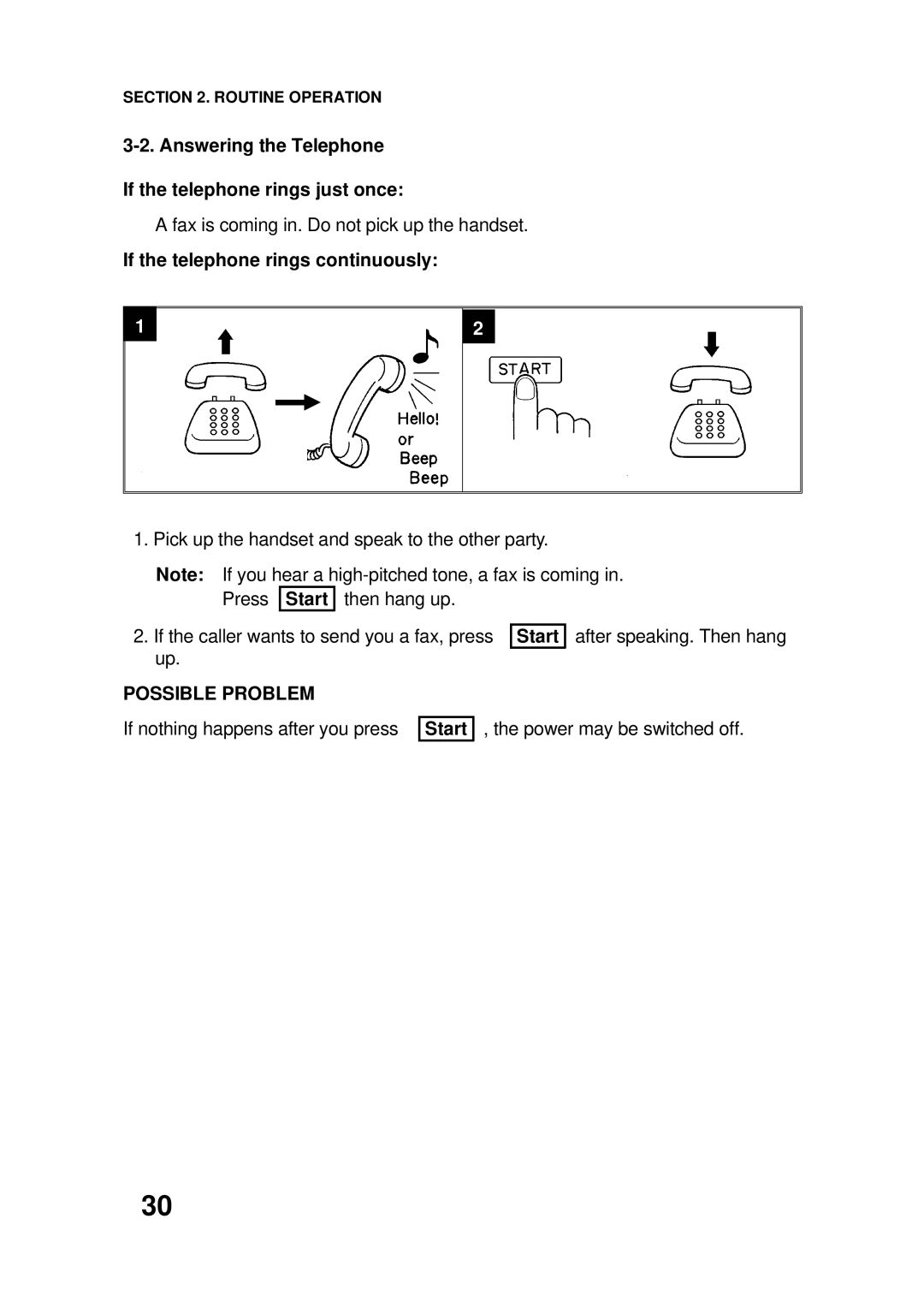 Ricoh FAX4500L manual Answering the Telephone If the telephone rings just once, If the telephone rings continuously 