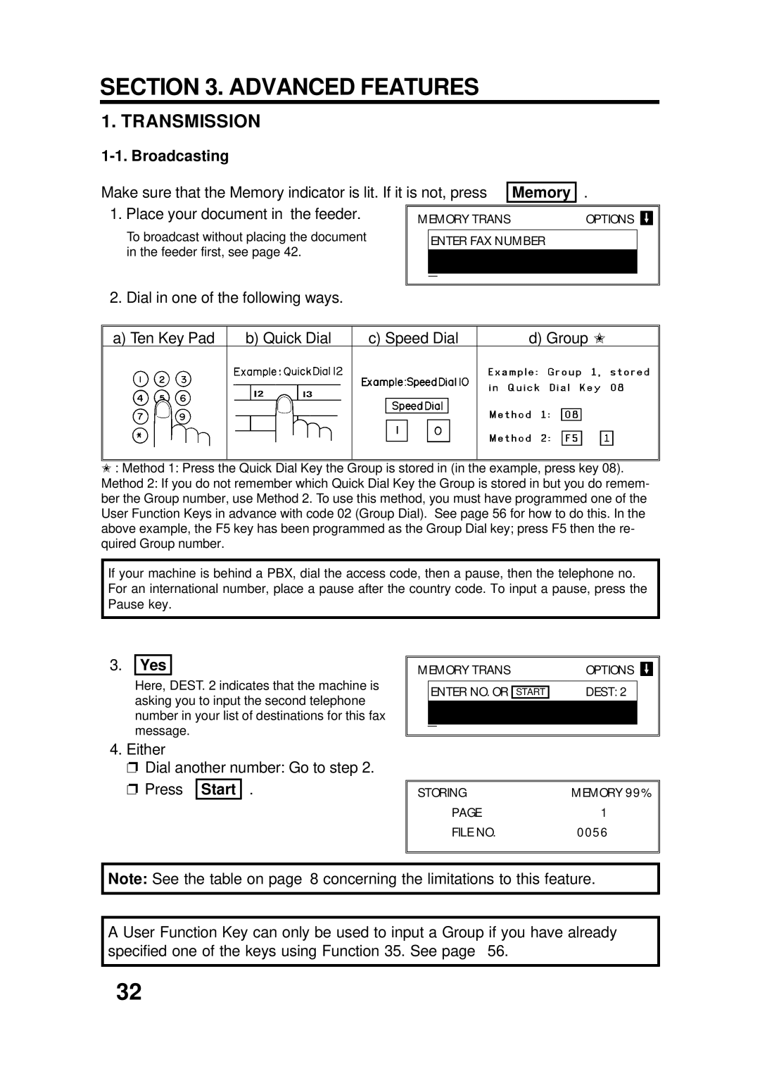 Ricoh FAX4500L manual Transmission, Broadcasting 