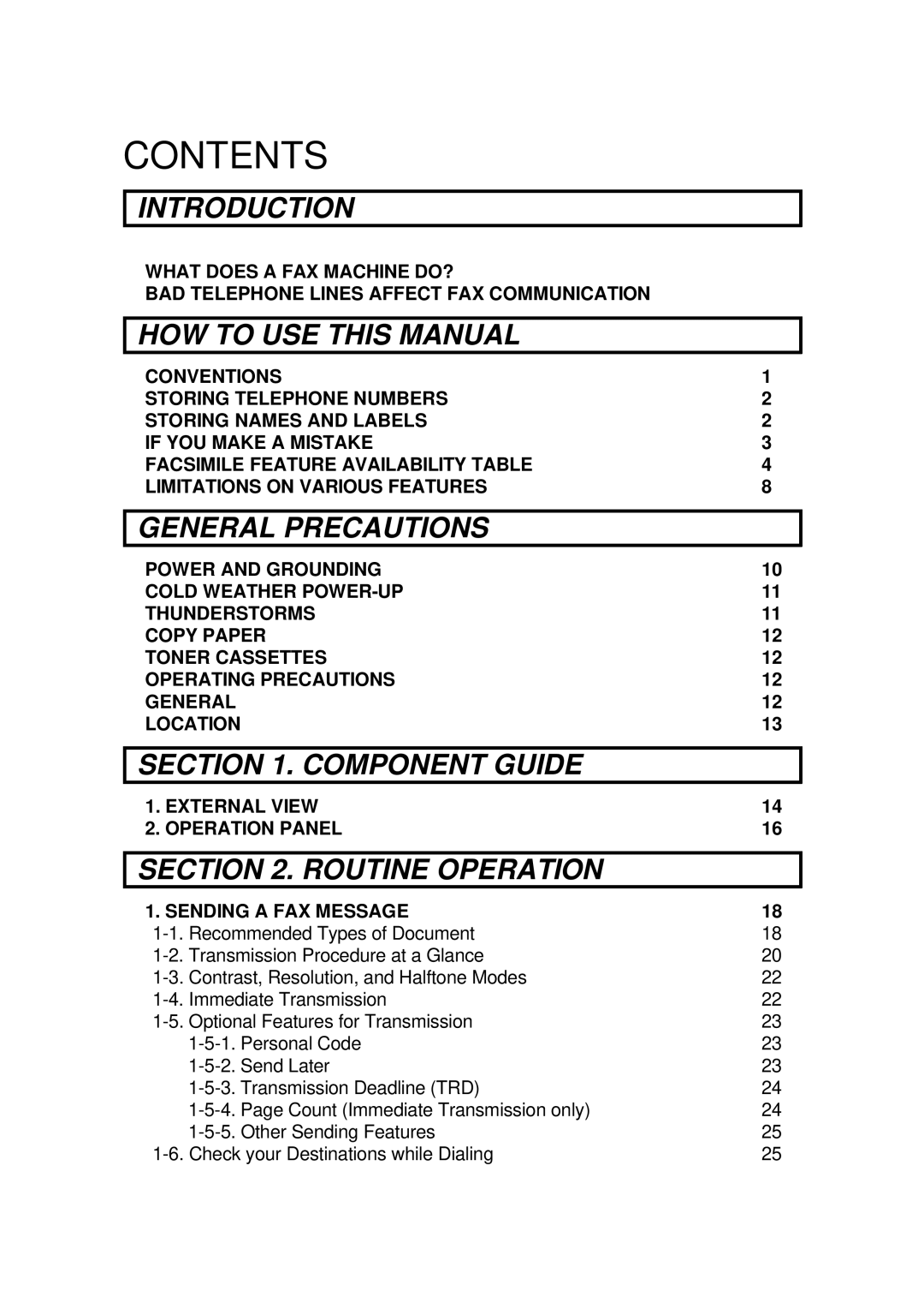 Ricoh FAX4500L manual Contents 