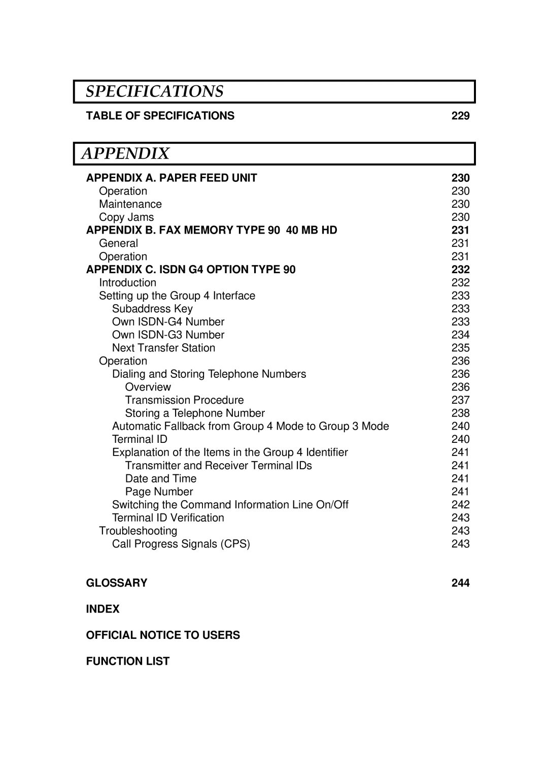 Ricoh FAX5600L manual Specifications 