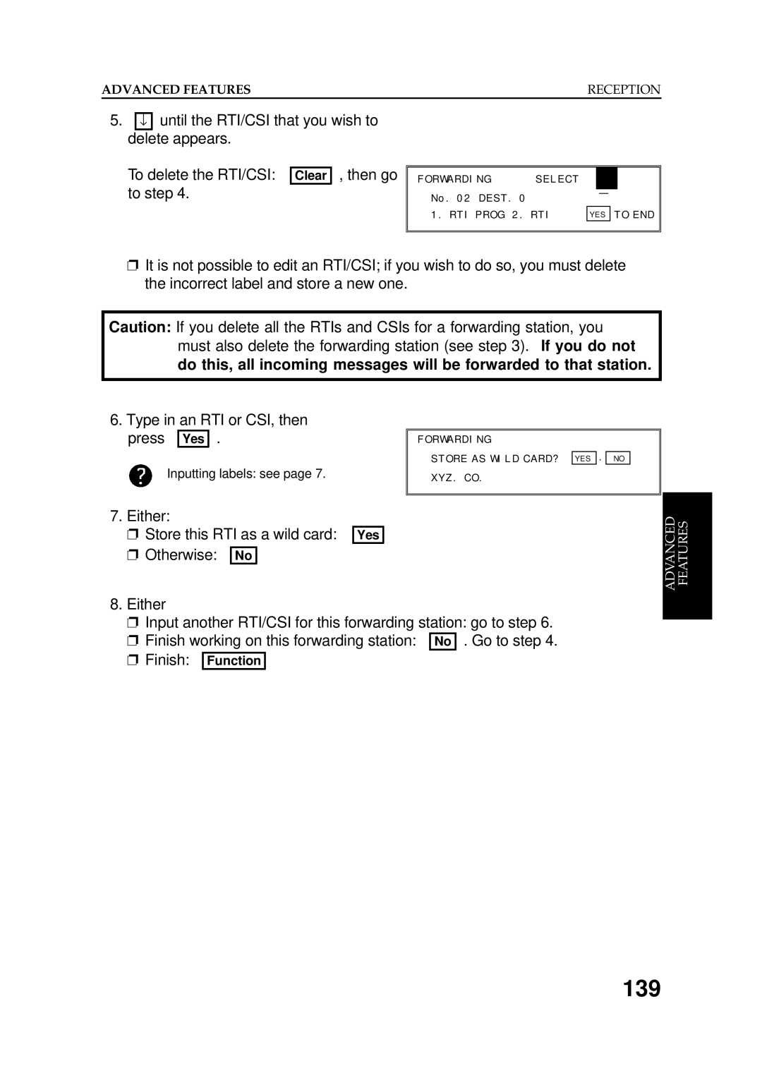 Ricoh FAX5600L manual 139, Then go, Either Store this RTI as a wild card Otherwise No 