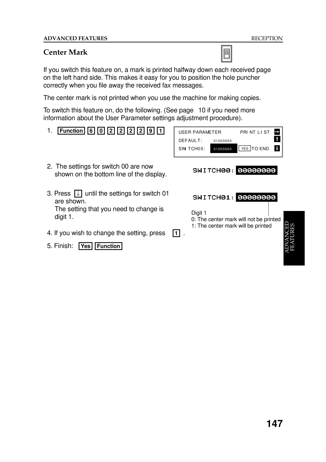 Ricoh FAX5600L manual 147, Center Mark 