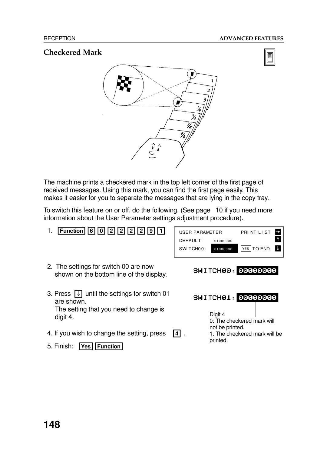 Ricoh FAX5600L manual 148, Checkered Mark 