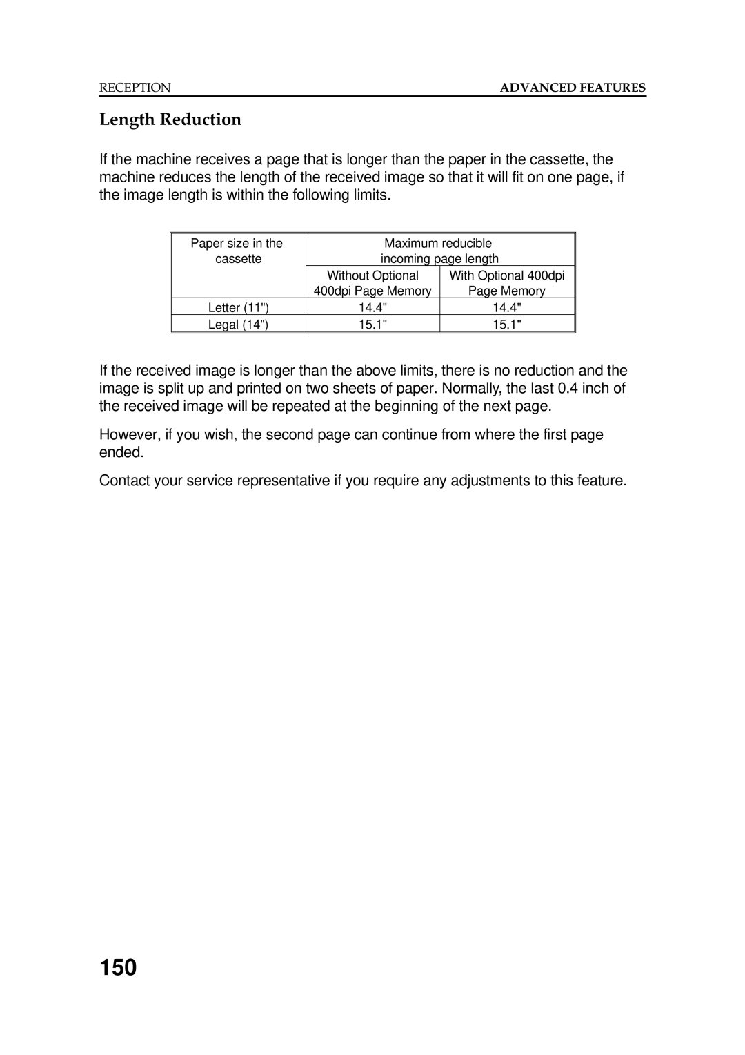 Ricoh FAX5600L manual 150, Length Reduction 