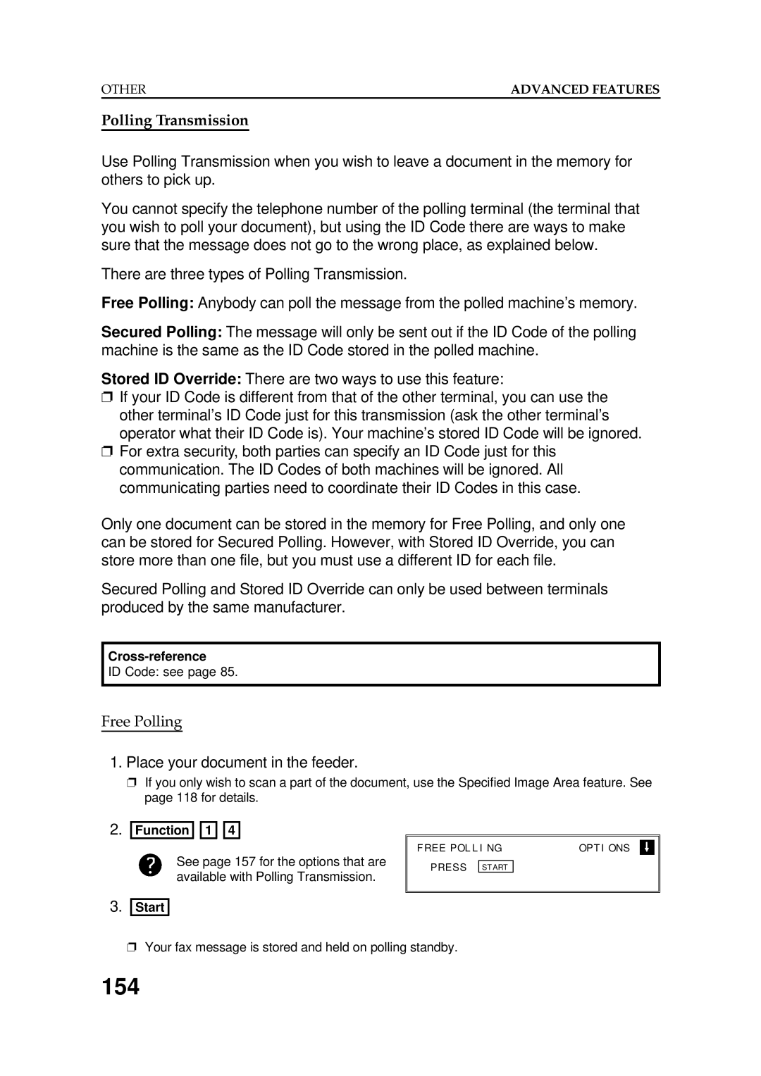 Ricoh FAX5600L manual 154, Polling Transmission 