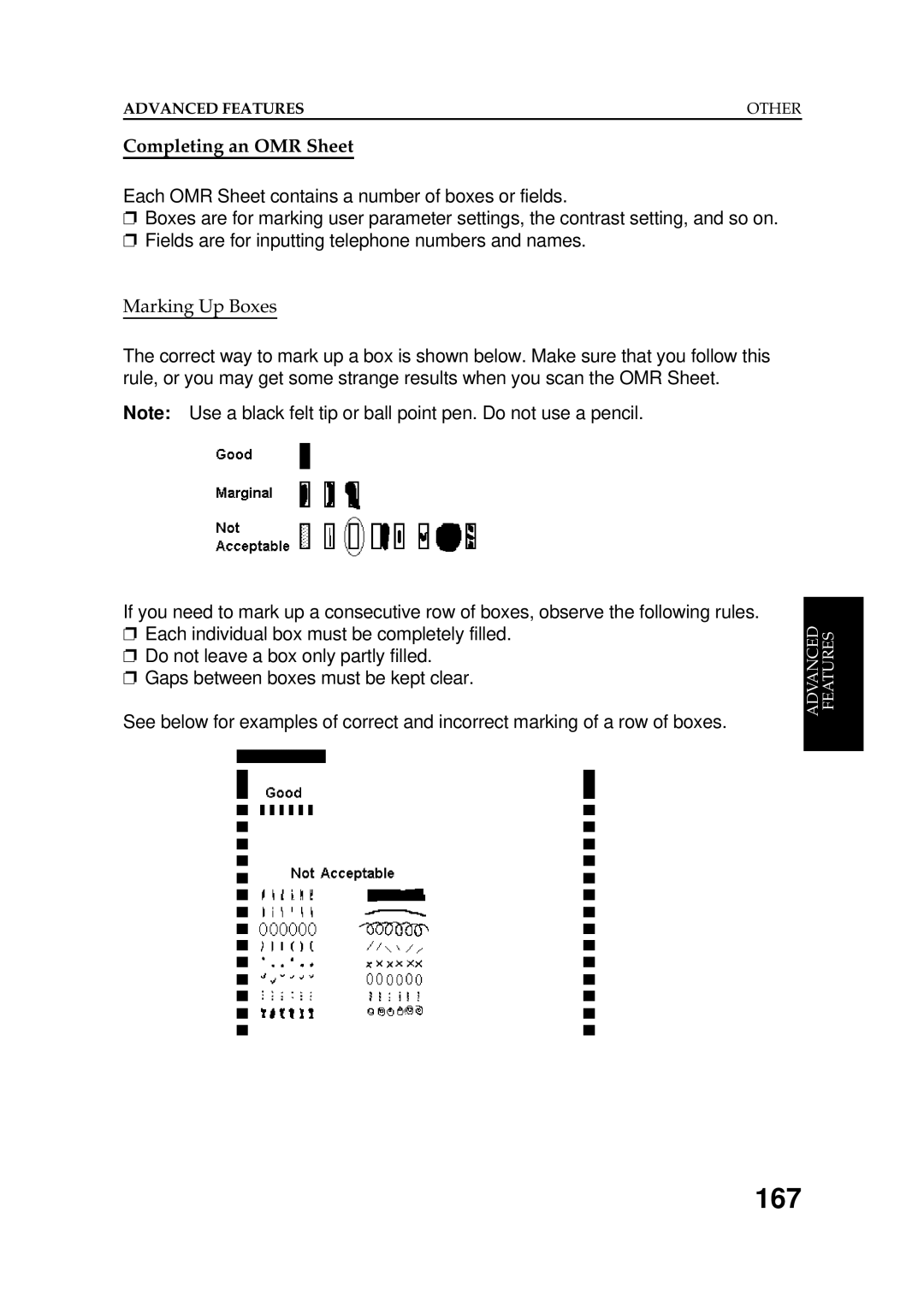 Ricoh FAX5600L manual 167, Completing an OMR Sheet 