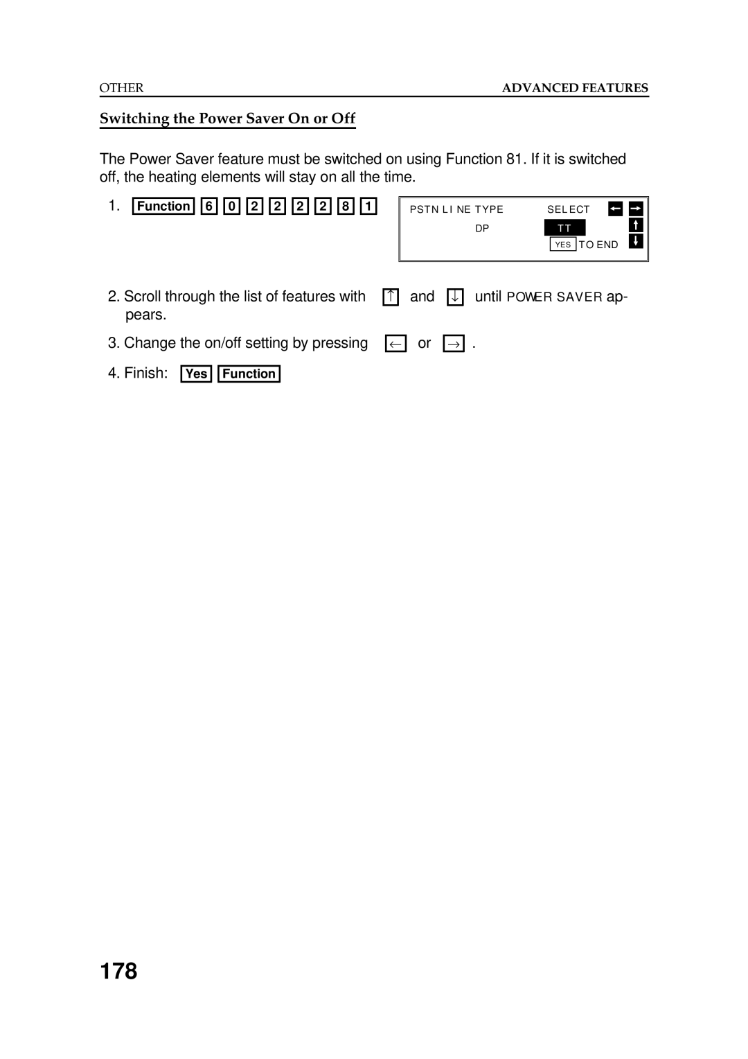 Ricoh FAX5600L manual 178, Switching the Power Saver On or Off 