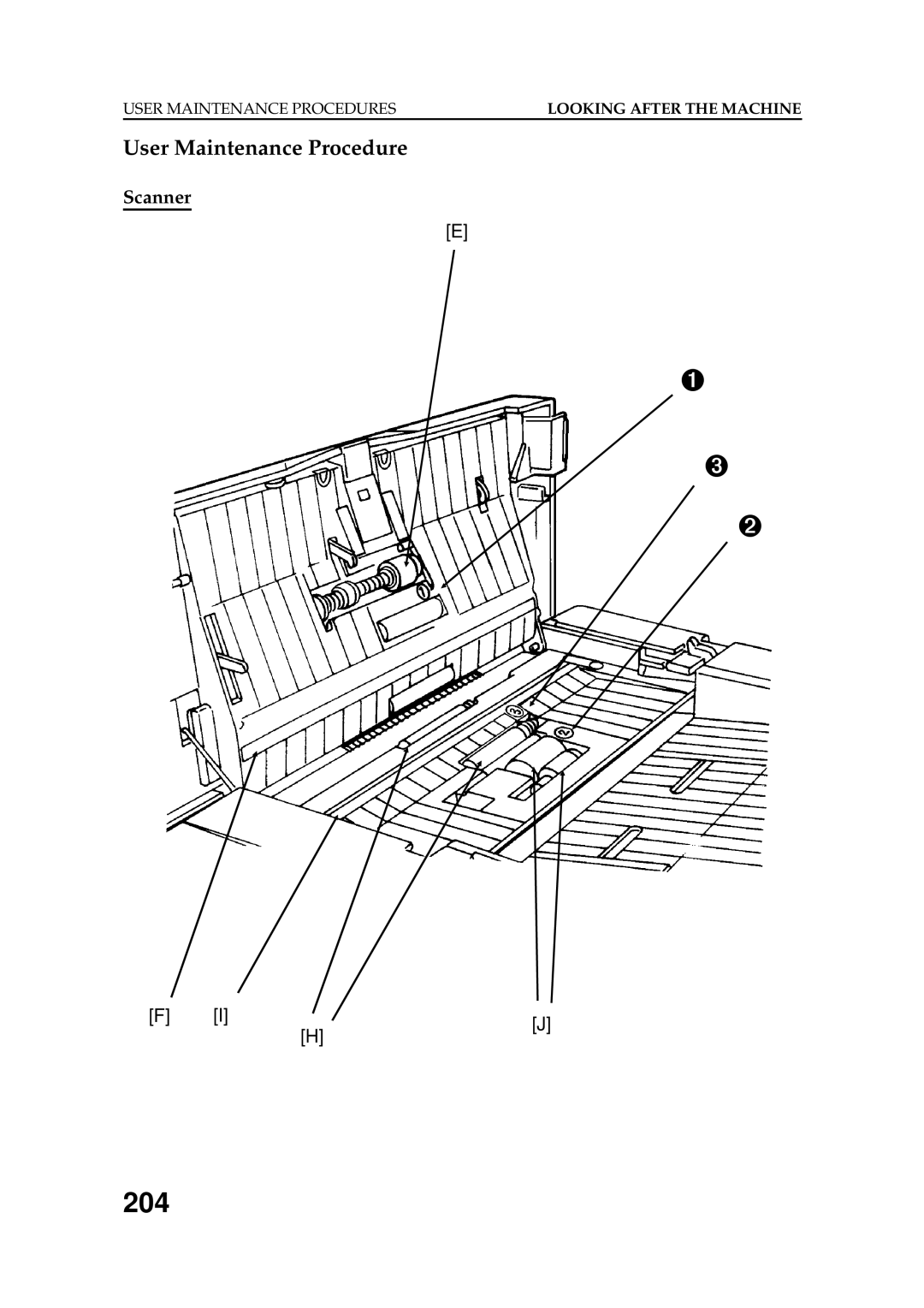 Ricoh FAX5600L manual 204, User Maintenance Procedure, Scanner 