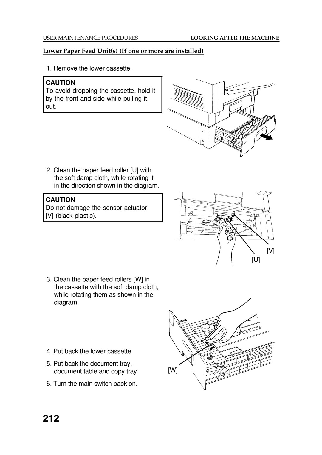 Ricoh FAX5600L manual 212, Lower Paper Feed Units If one or more are installed 