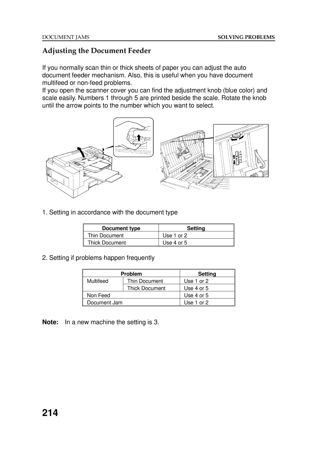 Ricoh FAX5600L manual 214, Adjusting the Document Feeder 