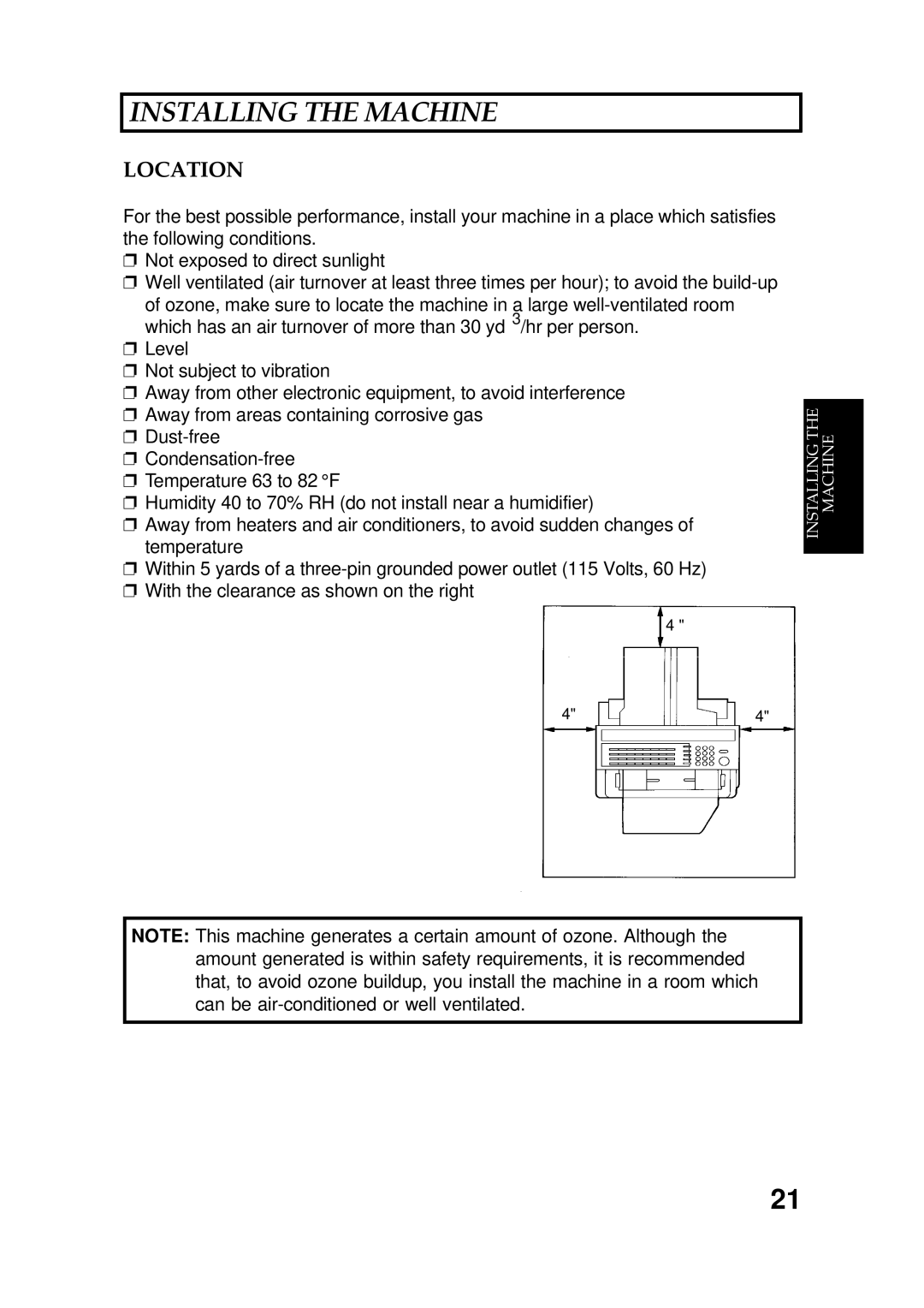 Ricoh FAX5600L manual Location 