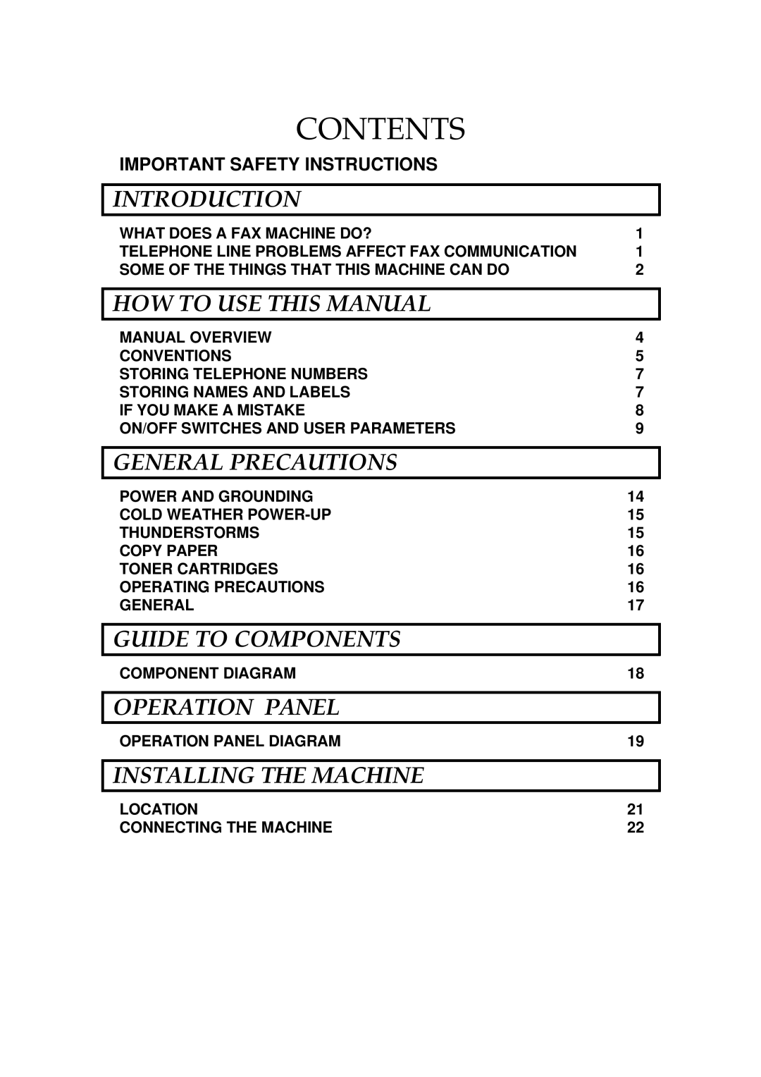 Ricoh FAX5600L manual Contents 