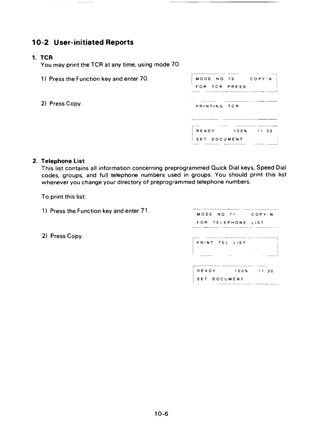 Ricoh FAX75 manual User-initiated Reports 